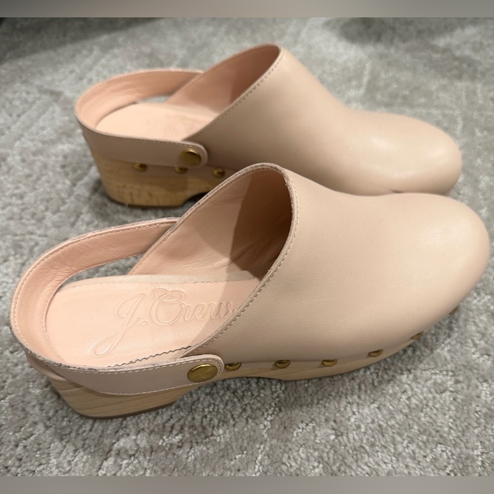 J. Crew Women's Blush Leather Mules